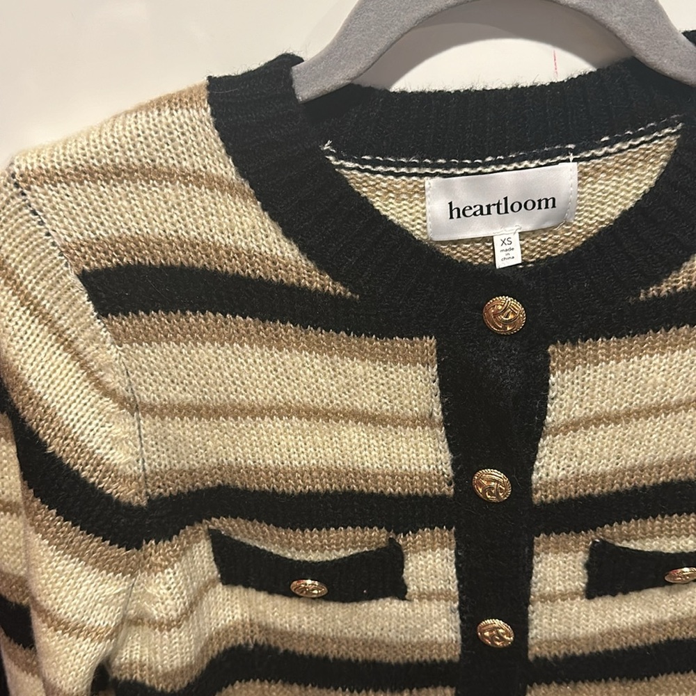 Heartloom Black and Tan Striped Cardigan never worn can - Picture 8 of 10